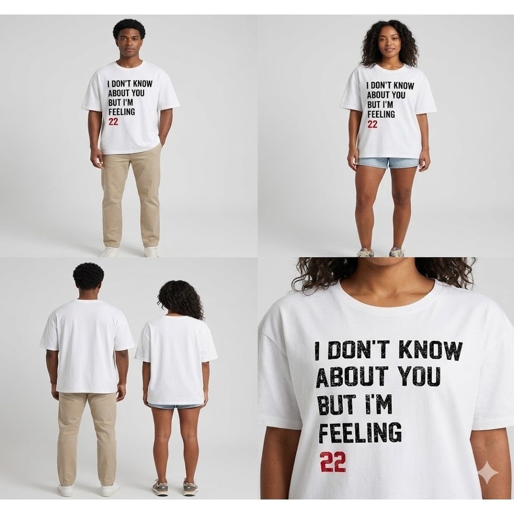 Vintage Crewneck Tee Unisex L White Feeling 22 Taylor Swift‎ Lyrics Song Relaxed